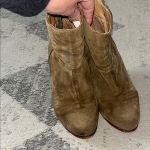 Rag & Bone Olive Green  Suede Ankle Booties with Western Flair